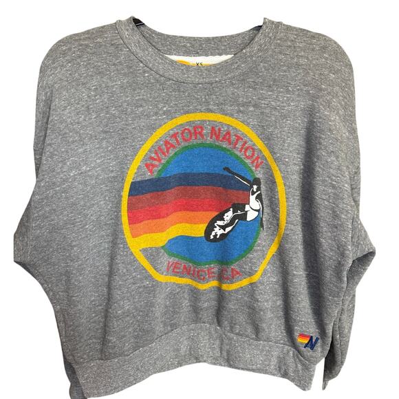 Aviator Nation NWOT Aspen Relaxed Crew Sweatshirt In Heather Grey Size XS - Picture 5 of 13